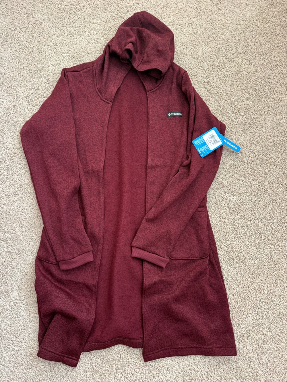 Columbia Women's Burgundy Open-Front Hooded Cardigan